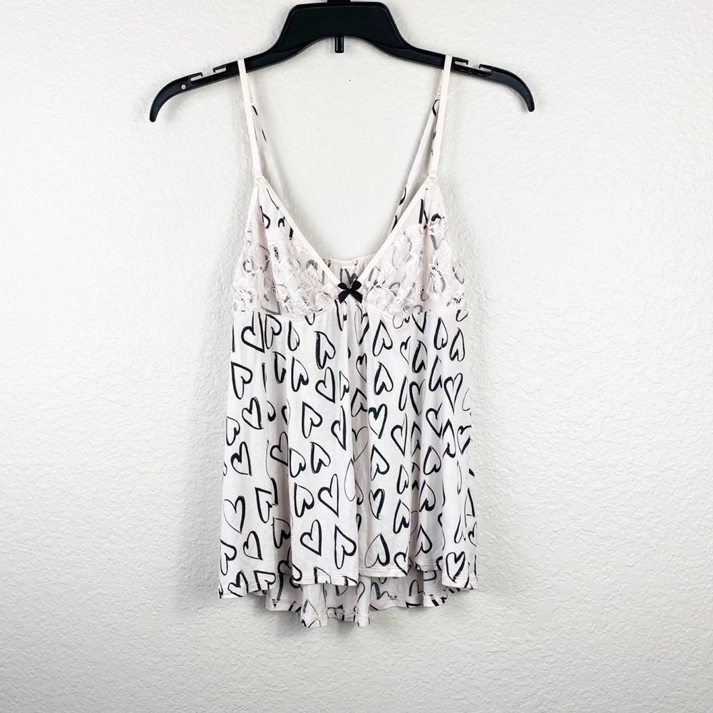🌻 3/$15 Baby Pink Black Lace Nightie Top